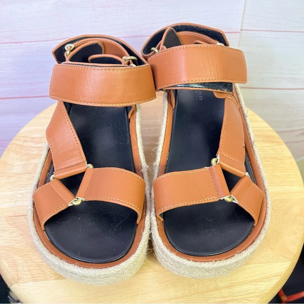 Aerosoles Aware Dave Velcro Straps‎ Platform Espadrille Sandals Size 8